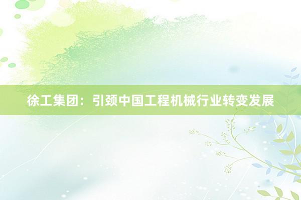 徐工集团：引颈中国工程机械行业转变发展